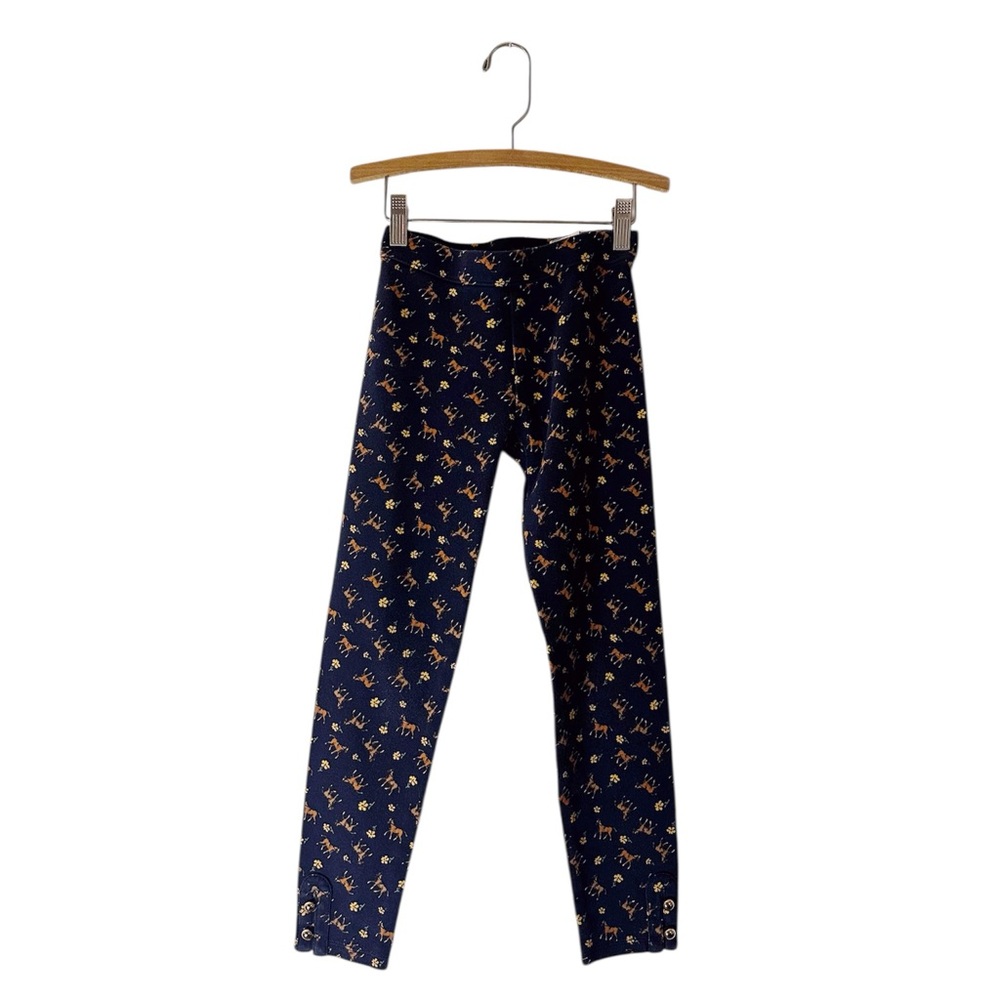 Janie & Jack Kids Leggings Horse Print Flowers Navy Buttons